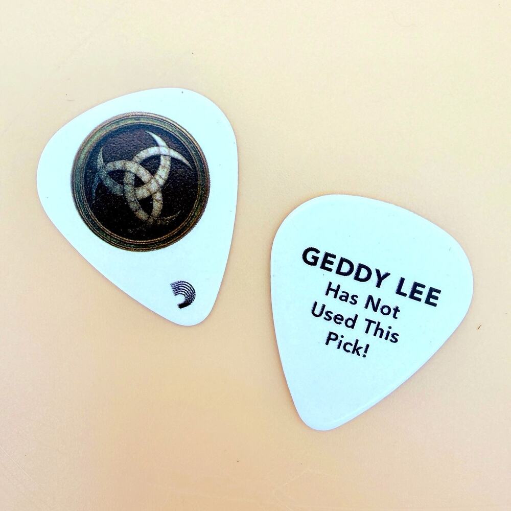 TWO Rush Guitar Picks Geddy Lee Alex Lifeson 2026 Fifty Something Tour Set White
